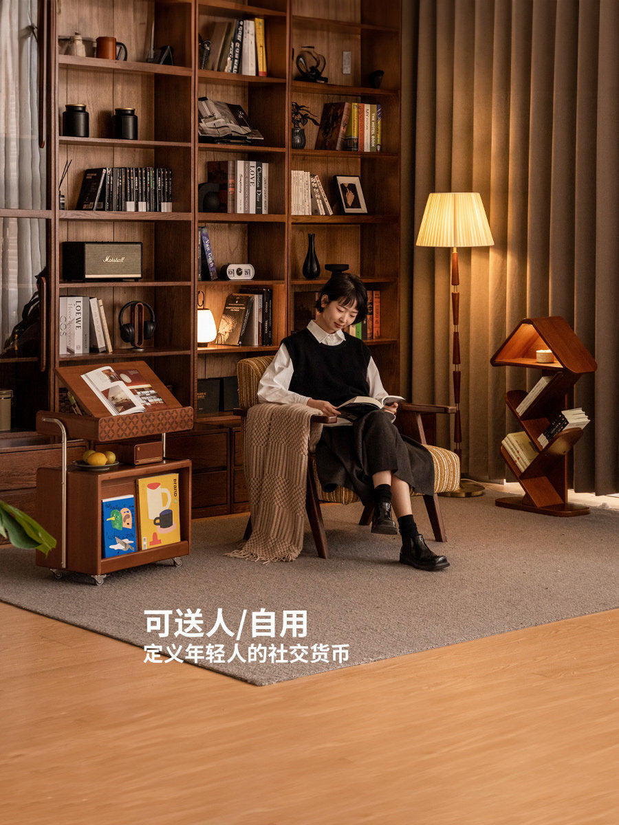 吉祥好礼实木边柜法式中古边几客厅置物柜移动小书架